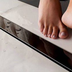 Odpływ liniowy podłogowy, czarne szkło 90 cm