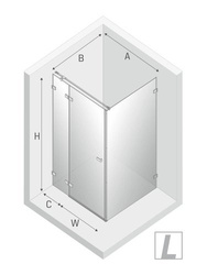 Kabina prysznicowa prostokątna Avexa Gold 80x70x200 cm, profil złoty.