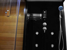 Kabino-sauna sucho-parowa z funkcją hydromasażu AQ-752, 180x110x223cm, czarna, lewa