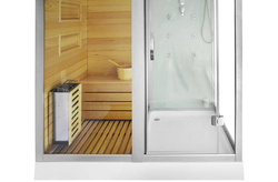 Kabino-sauna sucho-parowa z funkcją hydromasażu AQ-752, 180 x 110 x 223 cm, biała, lewa