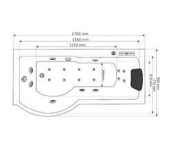 Wanna łazienkowa SPA z hydromasażem AQ-1684, 1-osobowa 170x85x194cm lewa