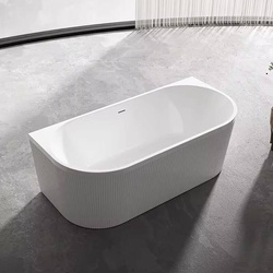 Ryflowana wanna wolnostojąca AQ-1045, 170X80X58 CM, BIAŁO-CZARNA