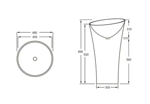 Umywalka wolnostojąca Ravon Saxo średnica 48 cm, bikolor mat