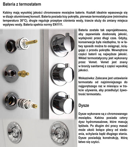 Kabina masażowo-parowa AE8080, 80x80x217 cm