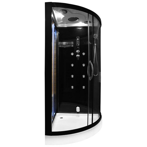 Kabino-sauna sucho-parowa z funkcją hydromasażu AQ-751, 180x110x223cm, czarna, lewa