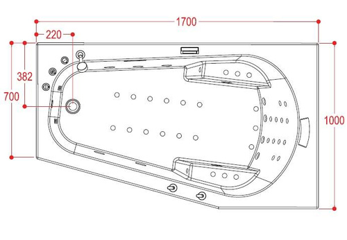WANNA SPA Z HYDROMASAŻEM ASYMETRYCZNA AQUAPEUTIC AQ-07A, 1-osobowa 170x100x70 cm