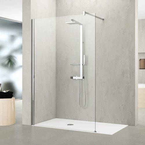 Kabina walk-in przyścienna Novellini Kuadra H 127-130 cm, profil chrom