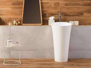 Umywalka wolnostojąca Ravon Saxo, średnica 48 cm, biały połysk