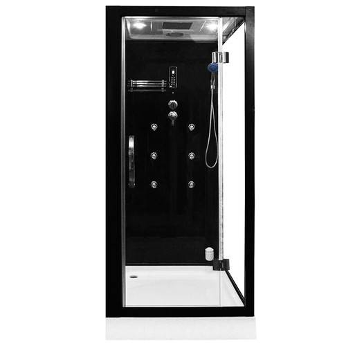 Kabino-sauna sucho-parowa z funkcją hydromasażu AQ-752, 180x110x223cm, czarna, lewa