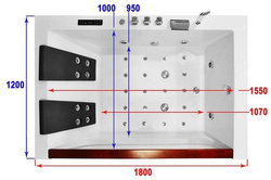 WANNA SPA Z HYDROMASAŻEM JACUZZI AQUAPEUTIC AQ-808, 2-osobowa 180x120x61cm lewa