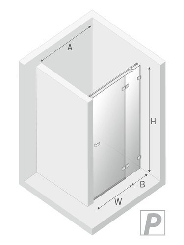 Drzwi prysznicowe do wnęki Avexa Gold 80x200 cm, profil złoty.
