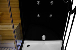 Kabino-sauna sucho-parowa z funkcją hydromasażu AQ-751, 180x110x223cm, czarna, lewa