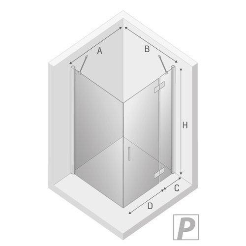 Kabina prysznicowa prostokątna New Renoma Black 100x80x195, prawa