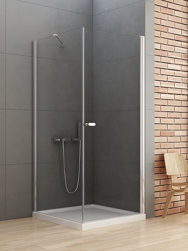 Kabina prysznicowa prostokątna New Soleo 100x80x195 cm, wspornik skośny, profil srebrny