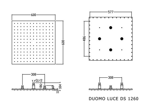 Deszczownica LED wymiar 60x60, chrom