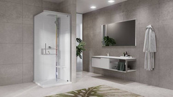 KABINA MASAŻOWO-PAROWA Novellini GLAX 2 2.0 G+F 80x80 CM, DRZWI OTWIERANE, SREBRNA, CZARNA LUB CORDA