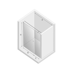 Drzwi prysznicowe do wnęki New Soleo Plus 120x195, ze wspornikiem równoległym, profil srebrny.