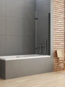 Parawan wannowy New Soleo Black łamany 100x140 cm, czarny mat, prawy