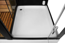 Kabino-sauna sucho-parowa z funkcją hydromasażu AQ-752, 180x110x223cm, czarna, lewa