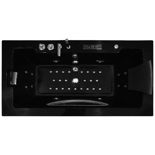 CZARNA WANNA SPA Z HYDROMASAŻEM JACUZZI AQUAPEUTIC AQ-107B TOP,  1-osobowa 180x91x60 cm prawa, PRZESZKOLONY FRONT
