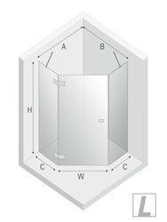 Kabina prysznicowa pięciokątna Eventa 90x90x200 cm, srebrny, strona prawa lub lewa.