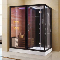 Kabino-sauna sucho-parowa z funkcją hydromasażu AQ-752, 180x110x223cm, czarna, lewa