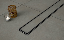 Podłogowy odpływ liniowy ceramic 100 CM, do wypełnienia płytką, syfon niski 52 mm