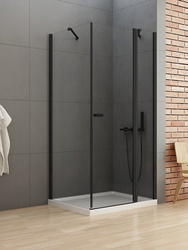 Kabina prysznicowa prostokątna New Soleo Black 80x90x195, drzwi podwójne składane, czarny mat