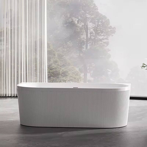 Ryflowana wanna wolnostojąca AQ-1045, 170X80X58 CM, BIAŁO-CZARNA