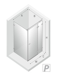 Kabina prysznicowa prostokątna Avexa Gold 80x90x200 cm, profil złoty.