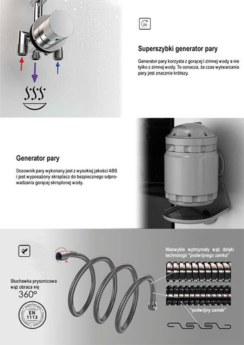 Kabina masażowo-parowa AE8080, 80x80x217 cm