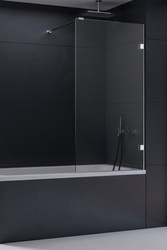 Parawan wannowy Eventa 80x150 cm, wspornik prostopadły, srebrny