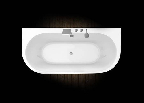 Wanna przyścienna Ravon Sensual Wall z otworami na armaturę, masażem i chromoterapią, biały połysk