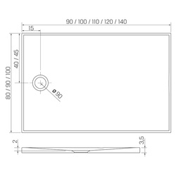 Brodzik konglomeratowy NEX SHADE 120x100x3,5 cm, antracyt RAL 7016