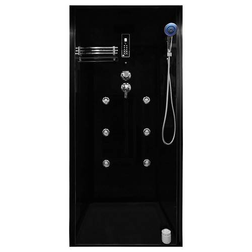 Kabino-sauna sucho-parowa z funkcją hydromasażu AQ-752, 180x110x223cm, czarna, lewa