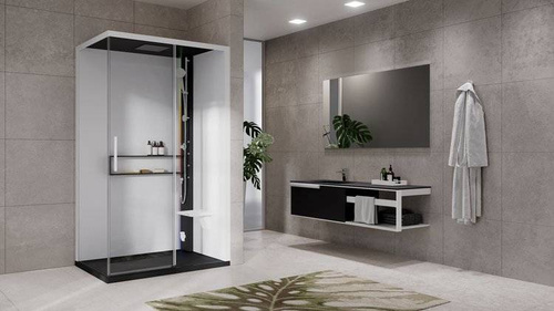 KABINA MASAŻOWO-PAROWA Novellini GLAX 2 2.0 2P 120x80 cm, DRZWI PRZESUWNE, SREBRNA, CZARNA LUB CORDA
