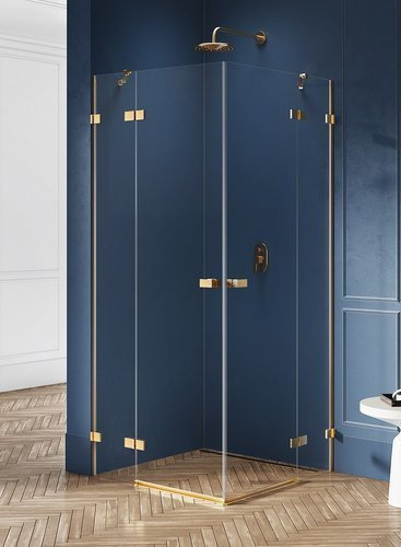 Kabina prysznicowa Avexa Gold 80x120x200 cm z podwójnymi drzwiami, profil złoty.