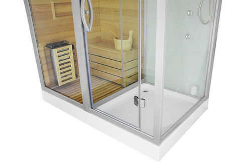 Kabino-sauna sucho-parowa z funkcją hydromasażu AQ-752, 180 x 110 x 223 cm, biała, lewa