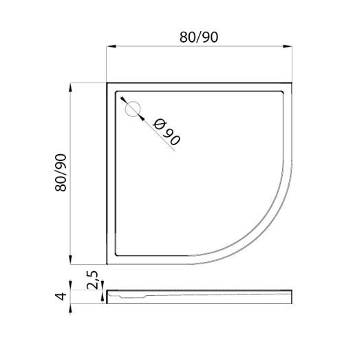 Brodzik posadzkowy New Cantare 90x90x4 cm