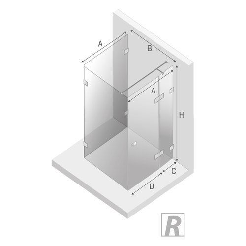 Kabina prysznicowa przyścienna Eventa 100x100x200 cm, srebrny, strona prawa lub lewa.