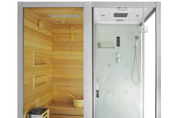 Kabino-sauna sucho-parowa z funkcją hydromasażu AQ-752, 180 x 110 x 223 cm, biała, lewa