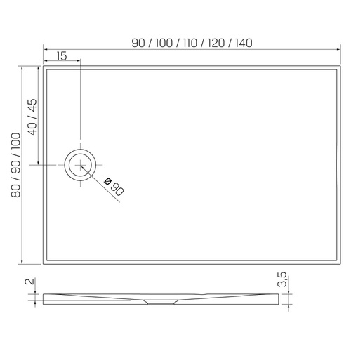 Brodzik konglomeratowy NEX SHADE 120x100x3,5 cm, antracyt RAL 7016
