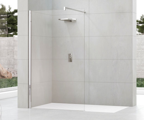 Kabina walk-in przyścienna Novellini Kuadra H 127-130 cm, profil chrom