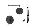 Kompletny zestaw prysznicowy podtynkowy Light bateria 2-wyjściowa manualna, deszczownica 22,5 cm, z drążkiem, czarny mat