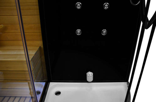 Kabino-sauna sucho-parowa z funkcją hydromasażu AQ-751,180x110x223cm, czarna, prawa