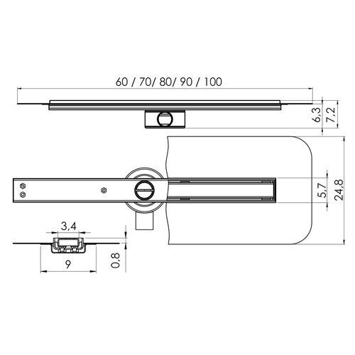 Odpływ liniowy Vimo Slim Black 80 cm, czarny mat 