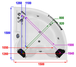 WANNA Z HYDROMASAŻEM NAROŻNA JACUZZI AQUAPEUTIC AQ-311, 2-osobowa 150x150x75 cm