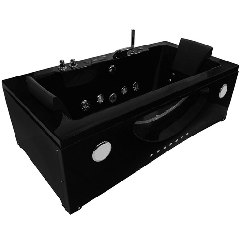 CZARNA WANNA SPA Z HYDROMASAŻEM JACUZZI AQUAPEUTIC AQ-1659, 2-osobowa 180x92x60 cm, PRZESZKLONY FRONT