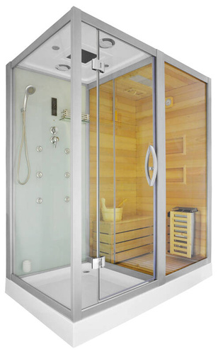 Kabino-sauna sucho-parowa z funkcją hydromasażu AQ-752, 180 x 110 x 223 cm, biała, prawa