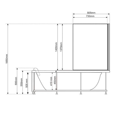 Wanna łazienkowa SPA z hydromasażem AQ-1684, 1-osobowa 170 x 85 x 195 cm, prawa